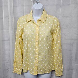 Copper Key Blouse Yellow Polka Dot Button Down Coquette S NWT